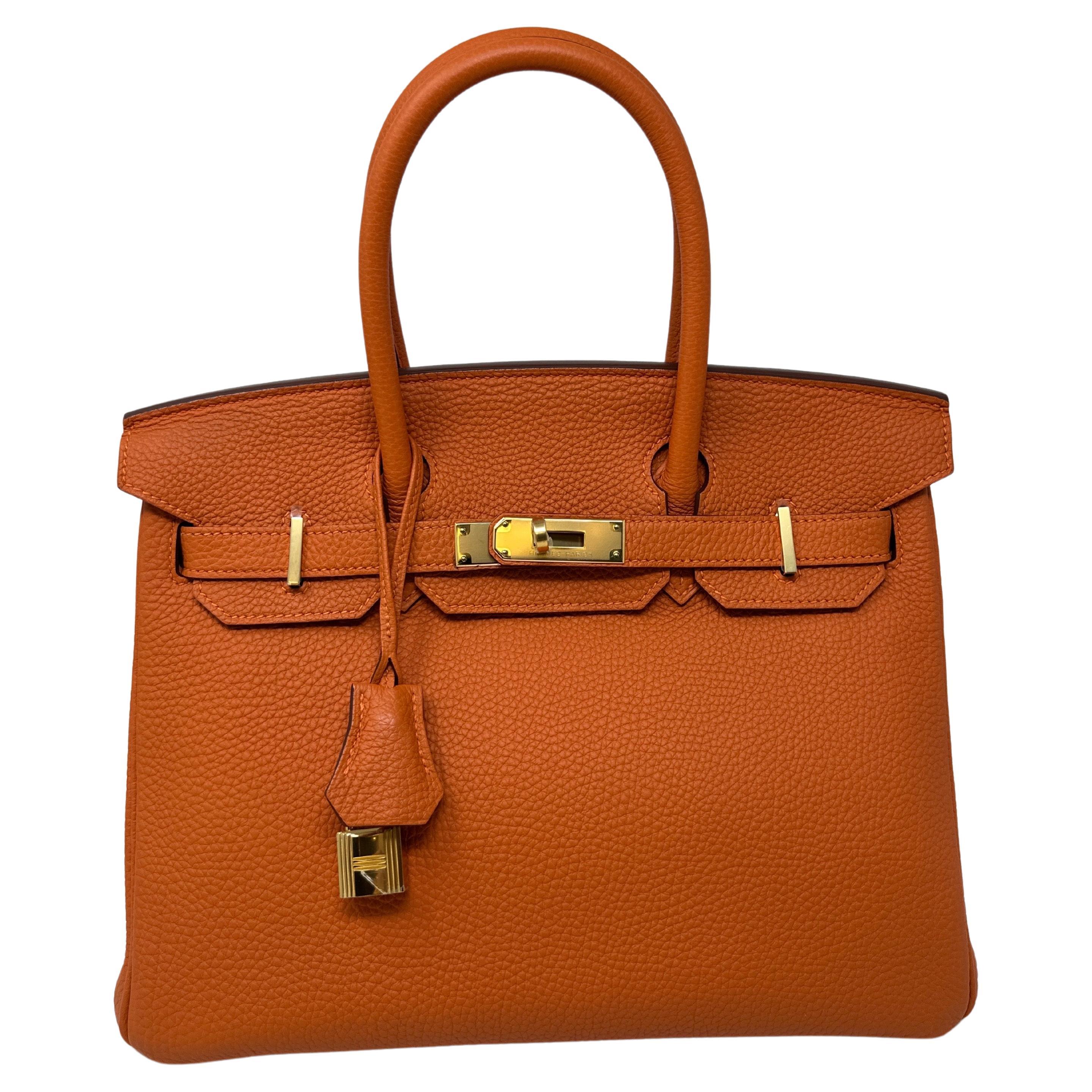 Hermes Orange Birkin 30 Bag  For Sale