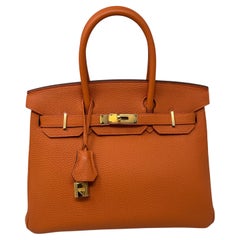Used Hermes Orange Birkin 30 Bag 
