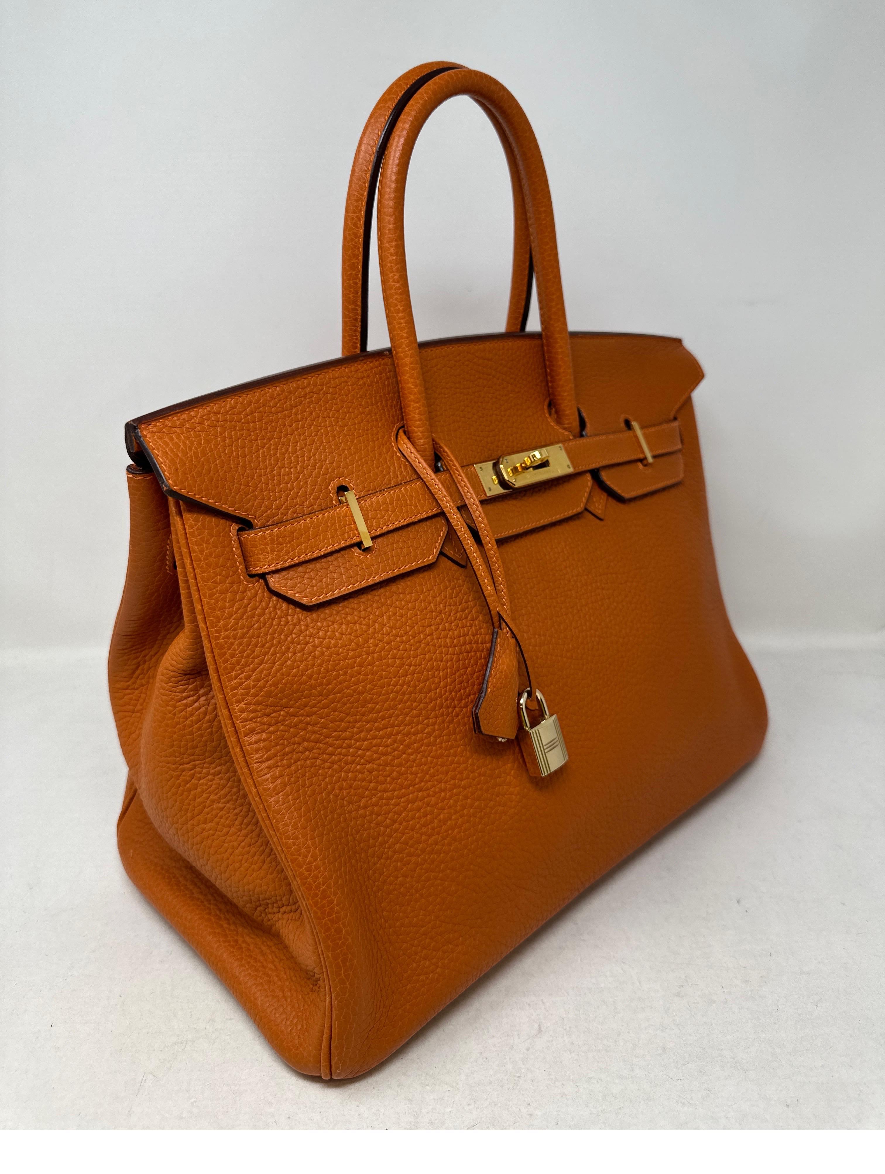 Hermes Orange Birkin 35 Bag 10