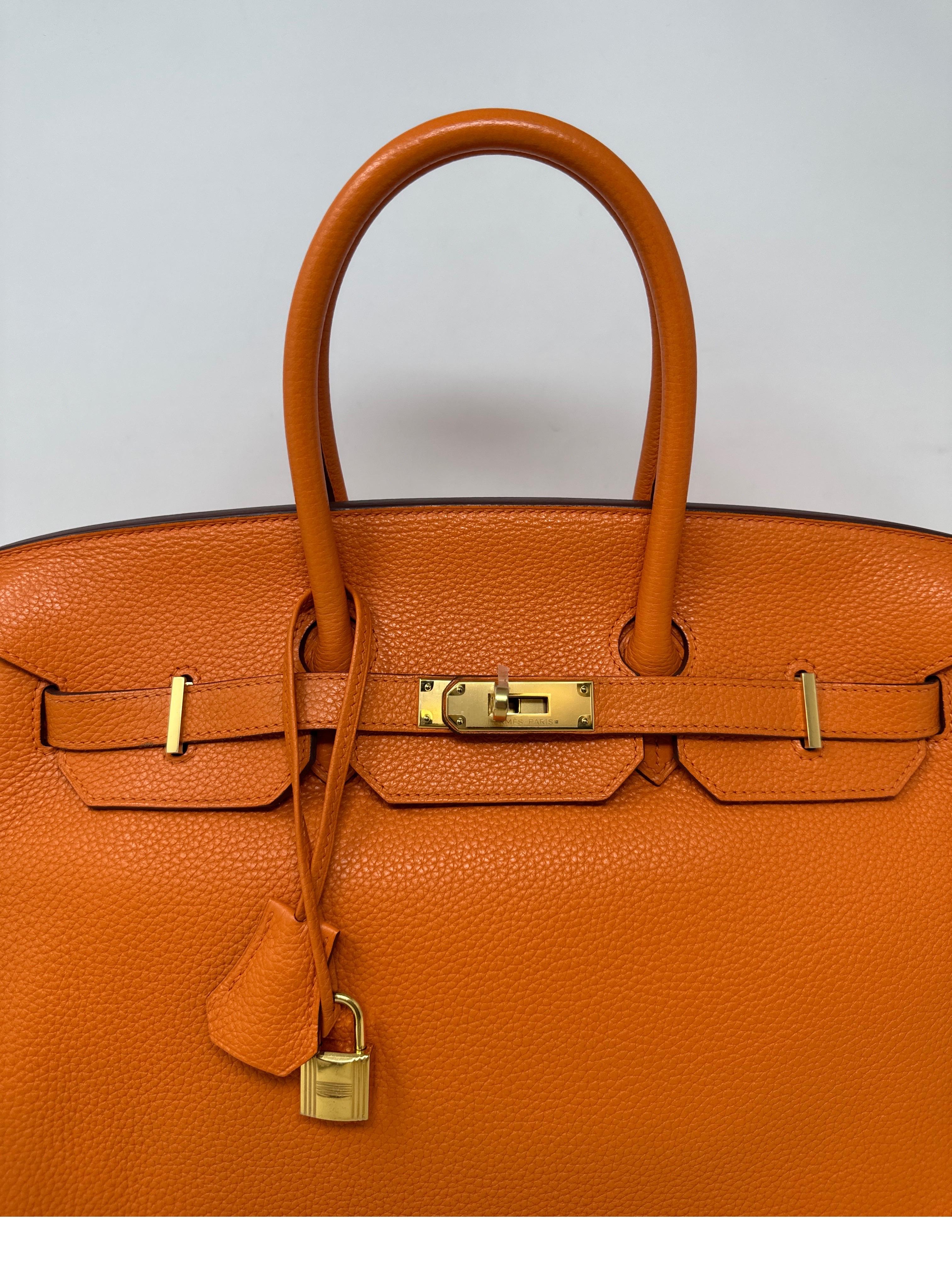 Hermes Orange Birkin 35 Bag 10