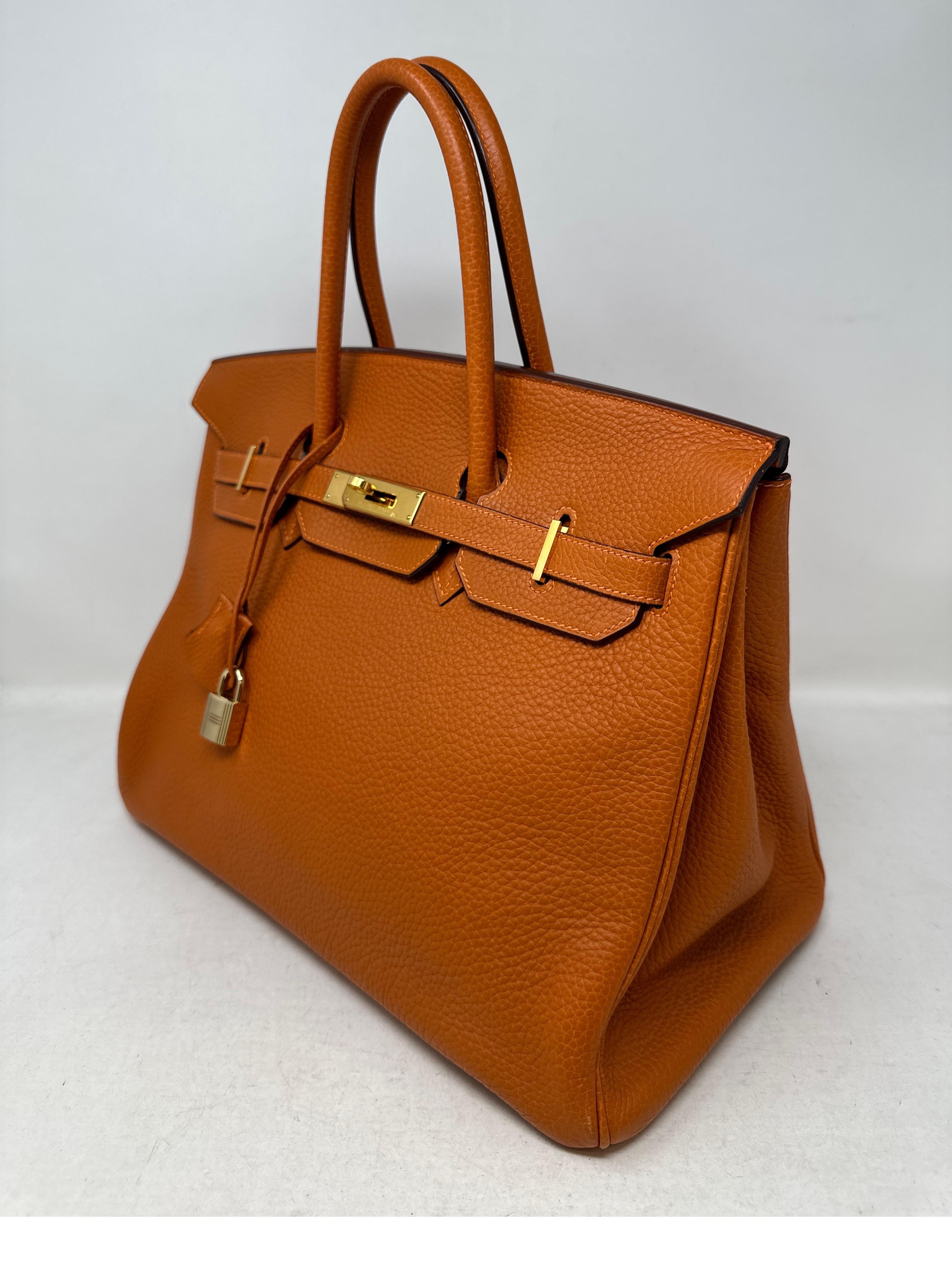 Hermes Orange Birkin 35 Bag 11