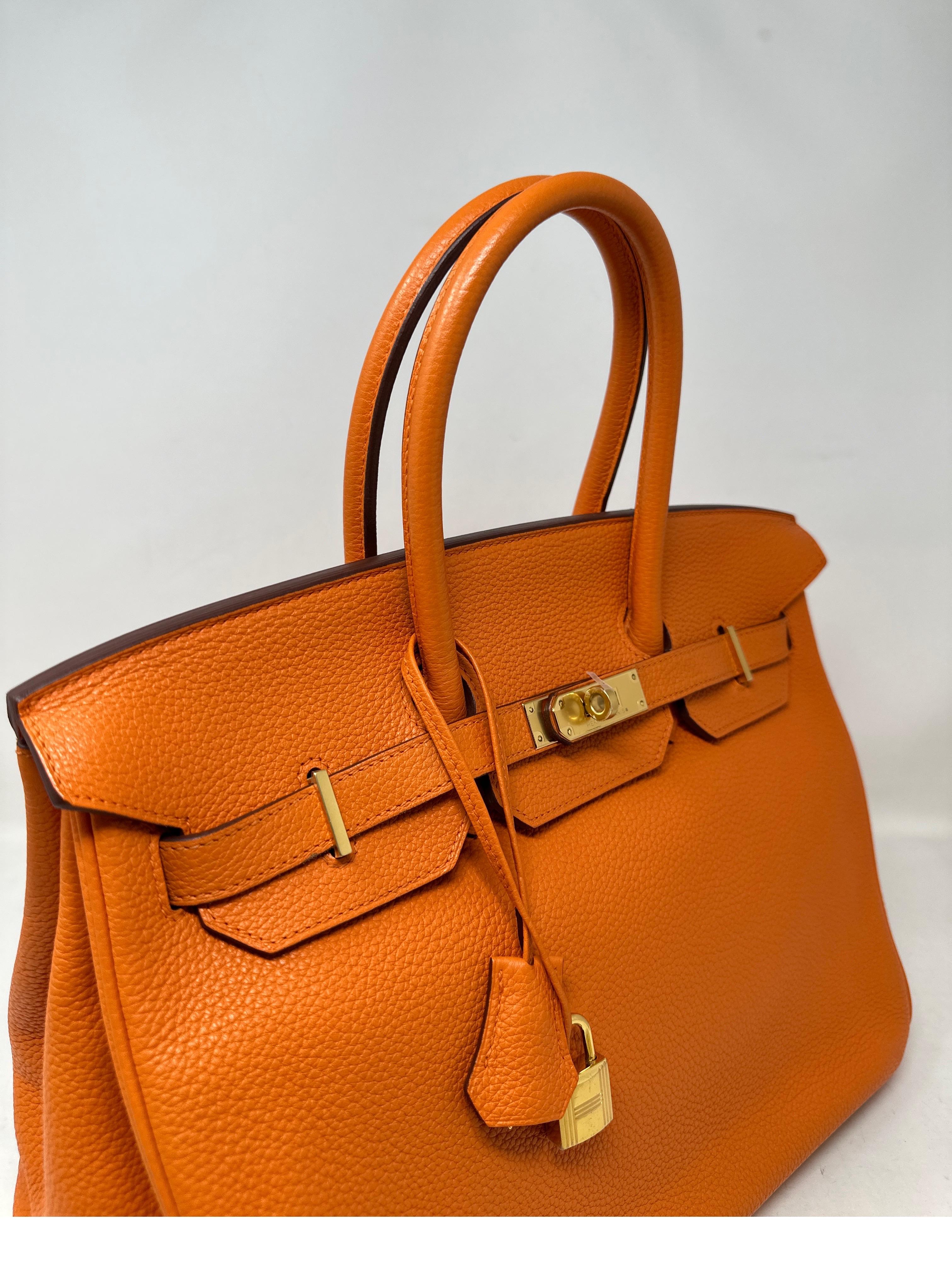 Hermes Orange Birkin 35 Bag 11