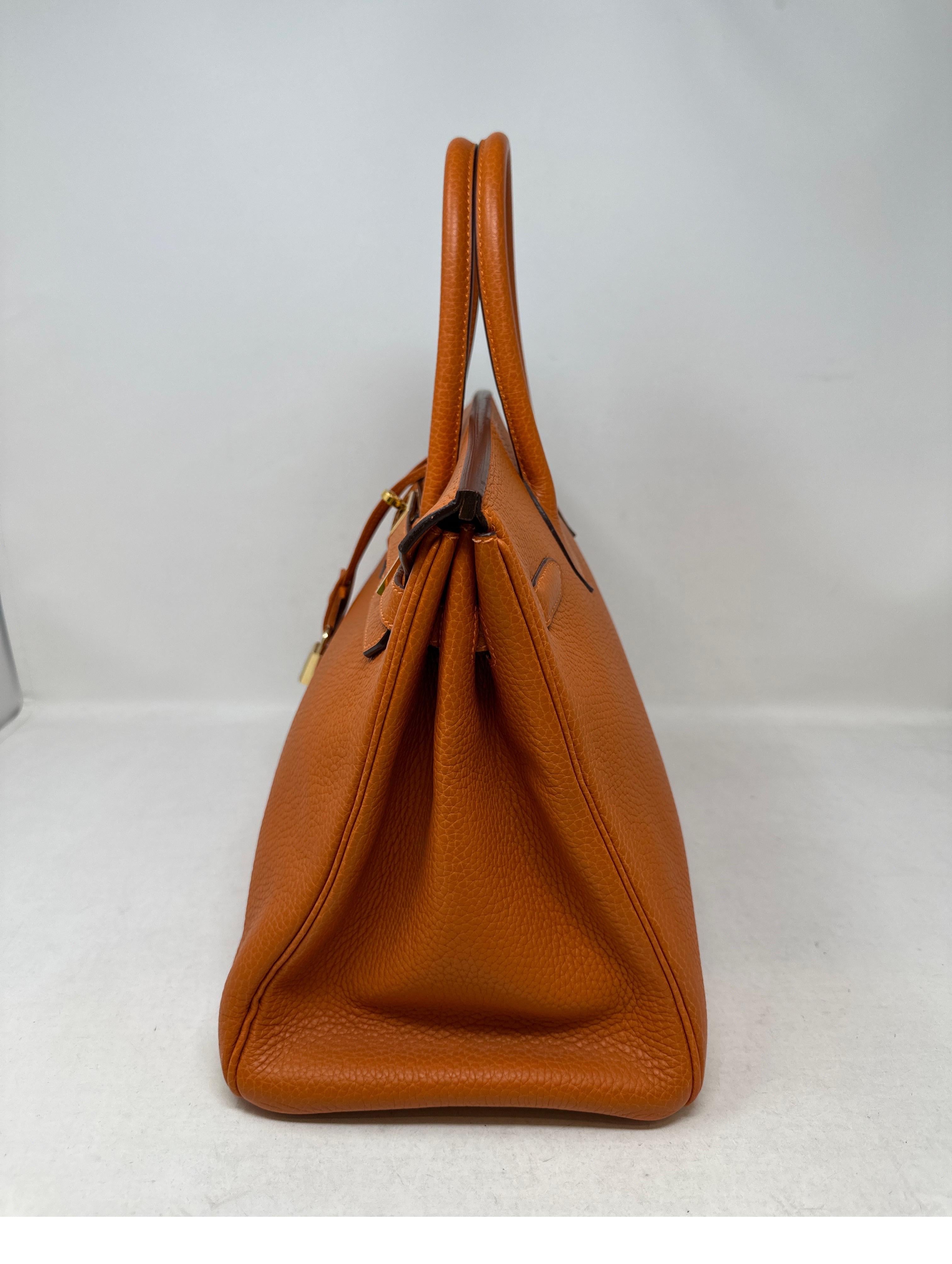 Hermes Orange Birkin 35 Bag 12