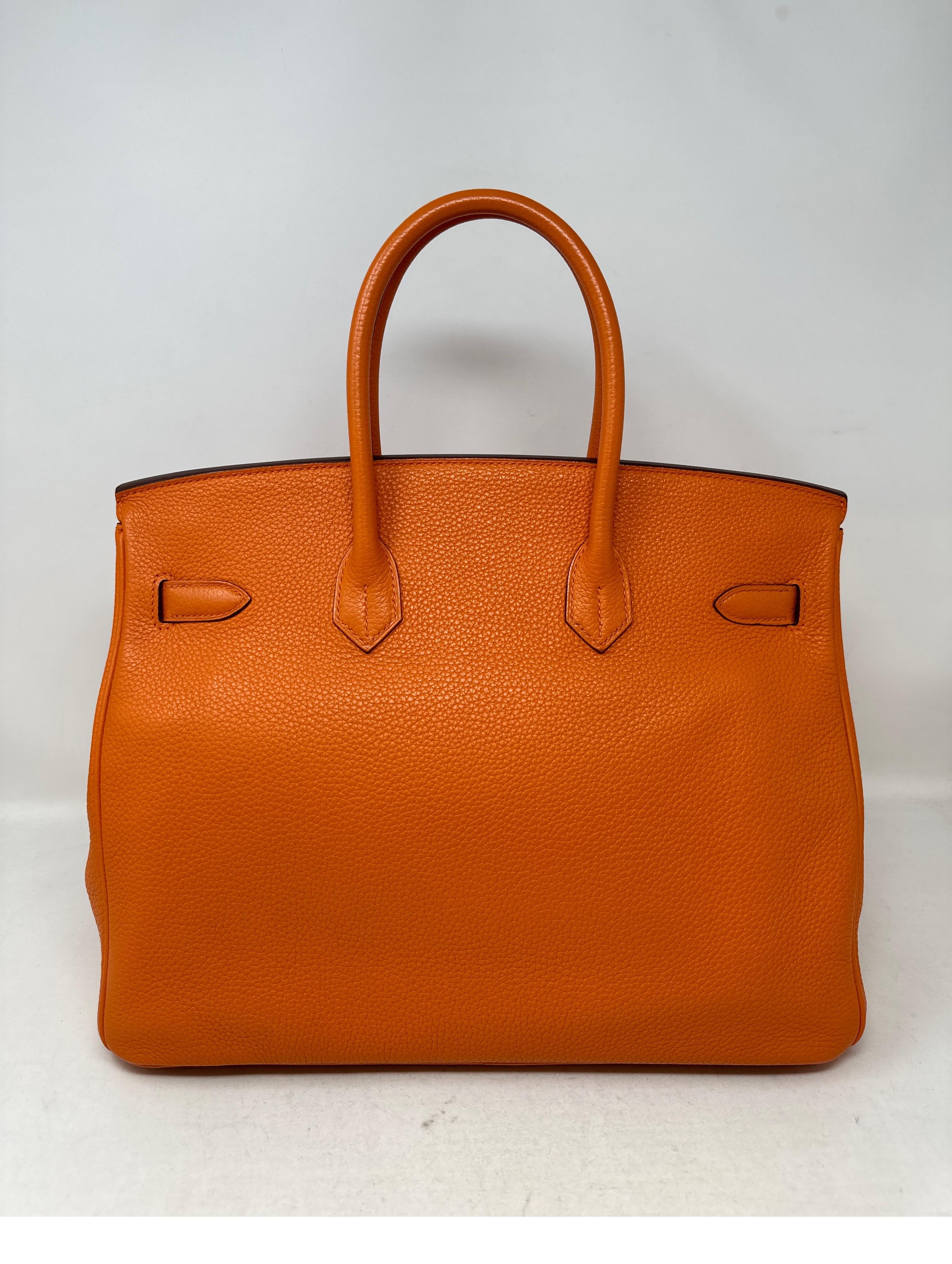 Hermes Orange Birkin 35 Bag 12
