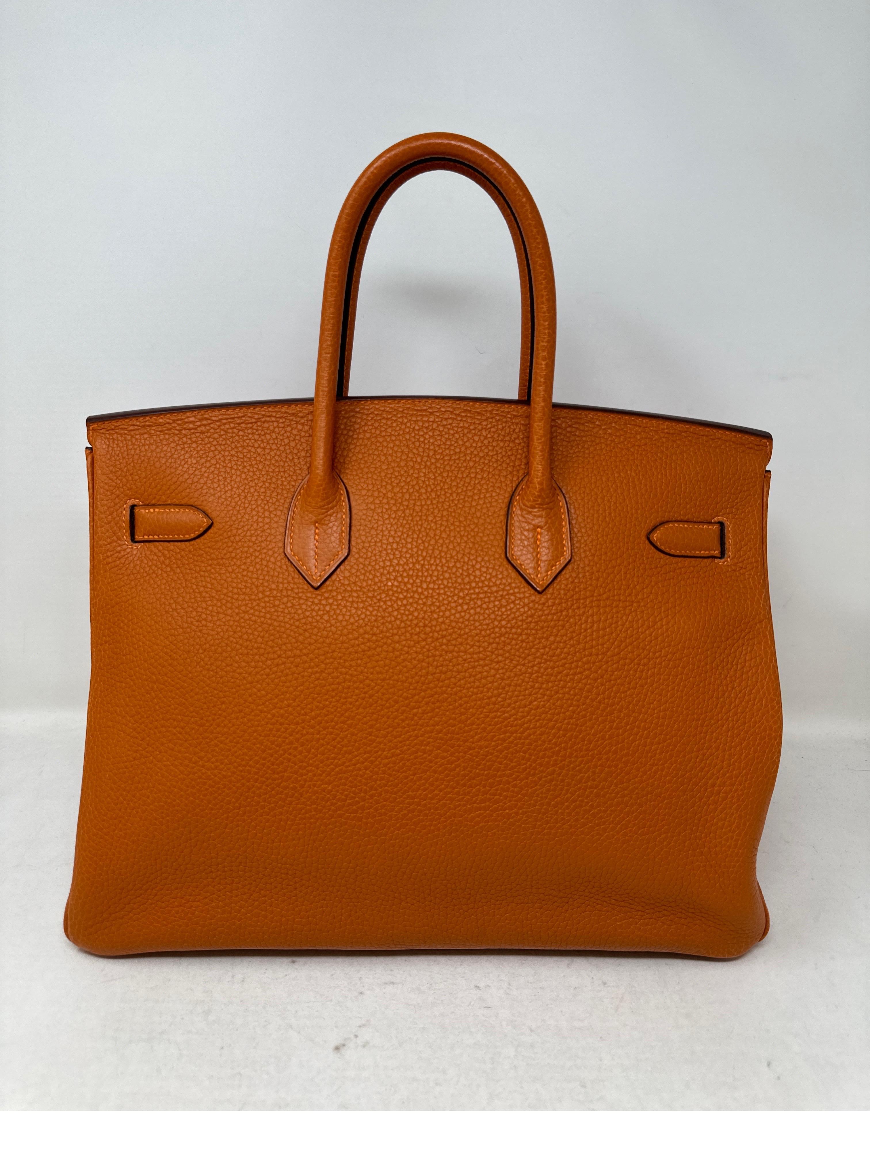 Hermes Orange Birkin 35 Bag 13