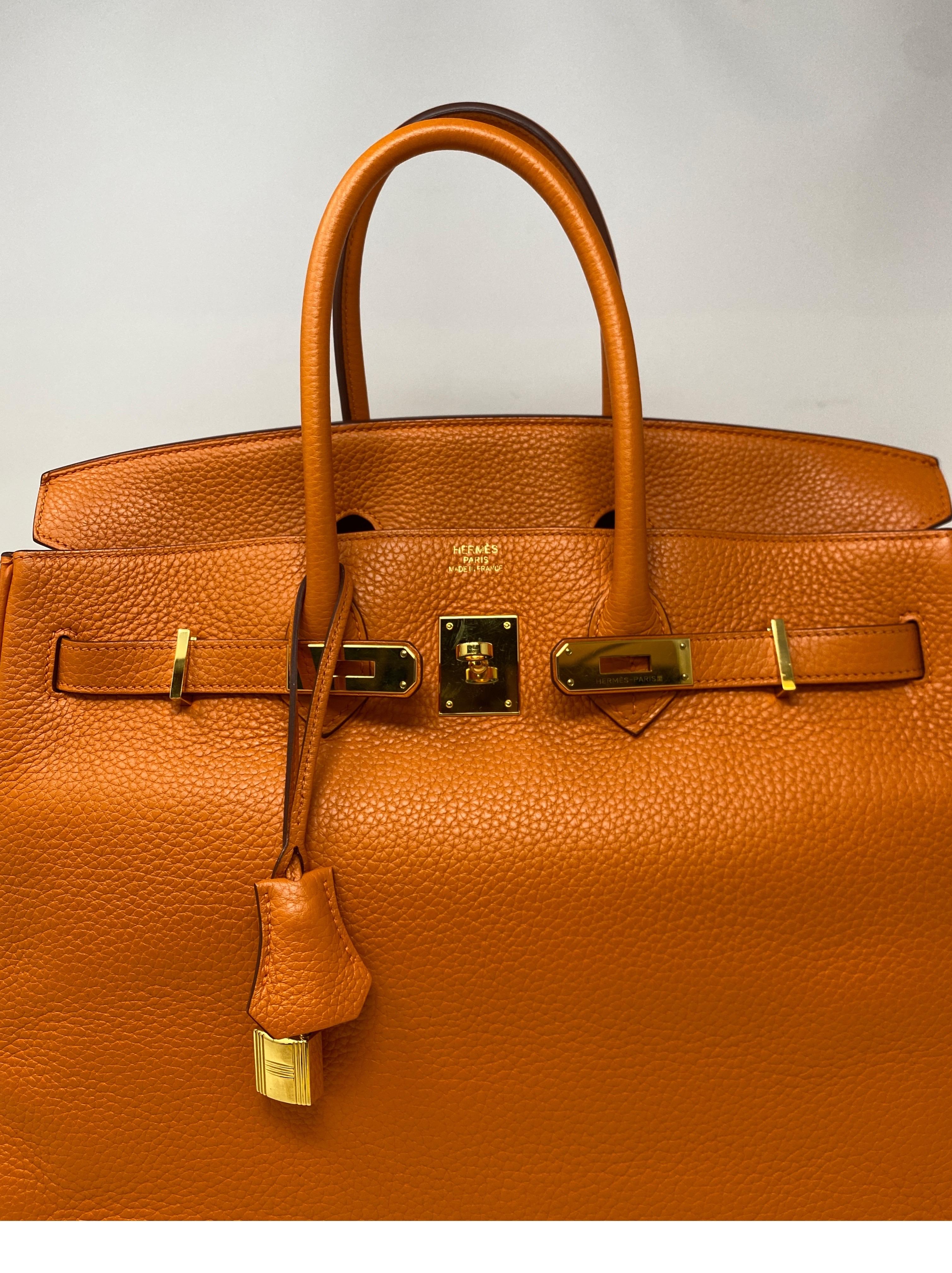 Hermes Orange Birkin 35 Bag 13