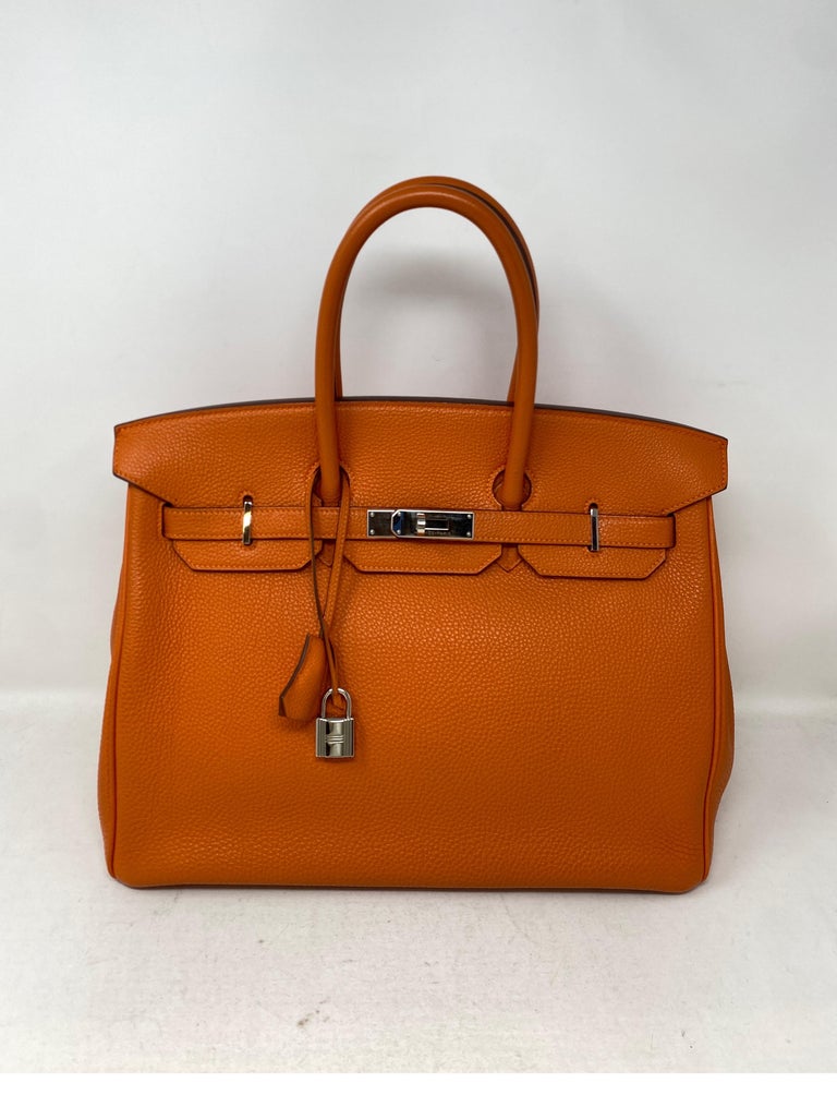 Hermes Etoupe Taurillon Leather with Off-White Stitching Birkin 35 Bag at  1stDibs