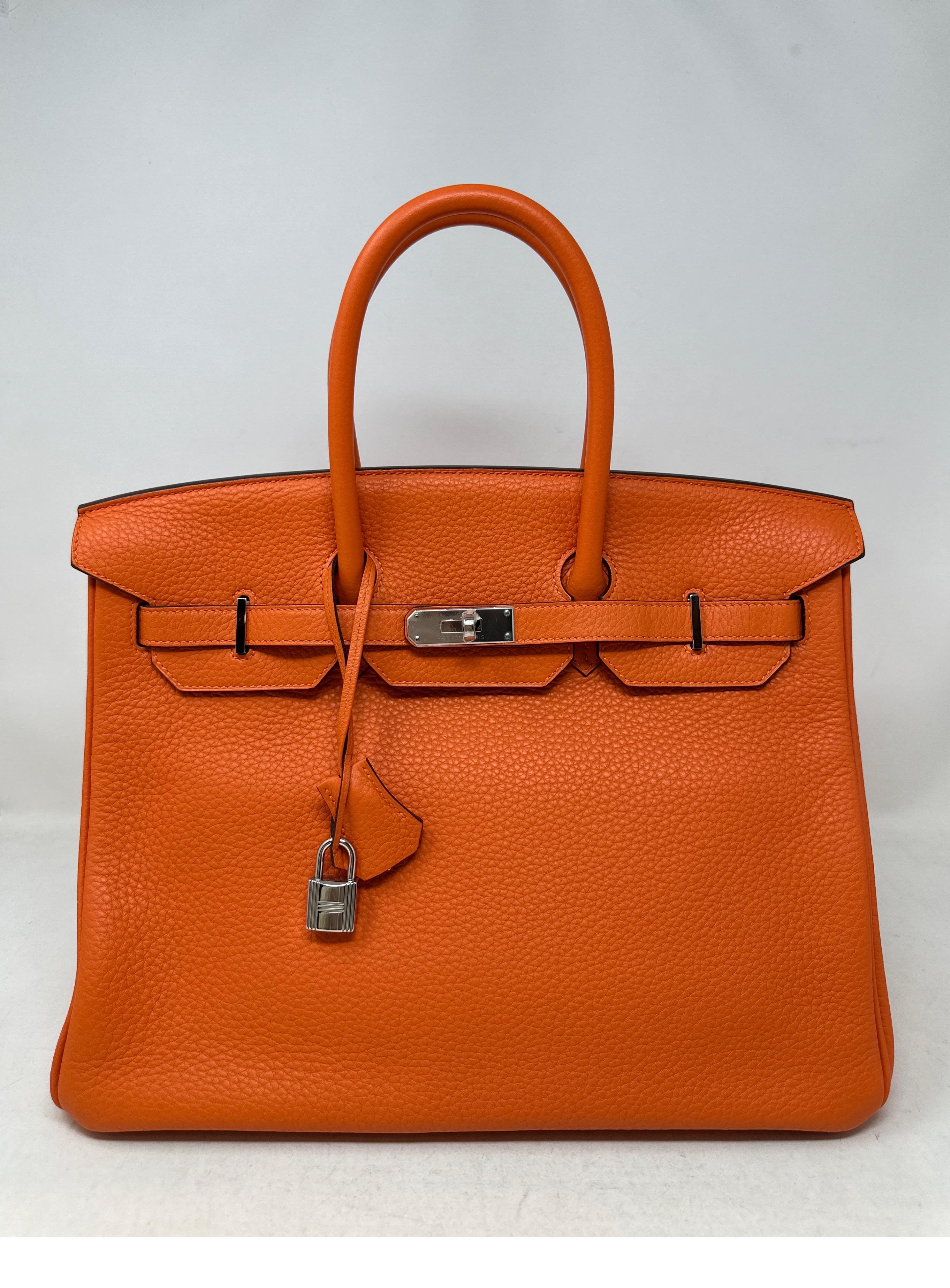 Hermes Orange Birkin 35 Bag 14