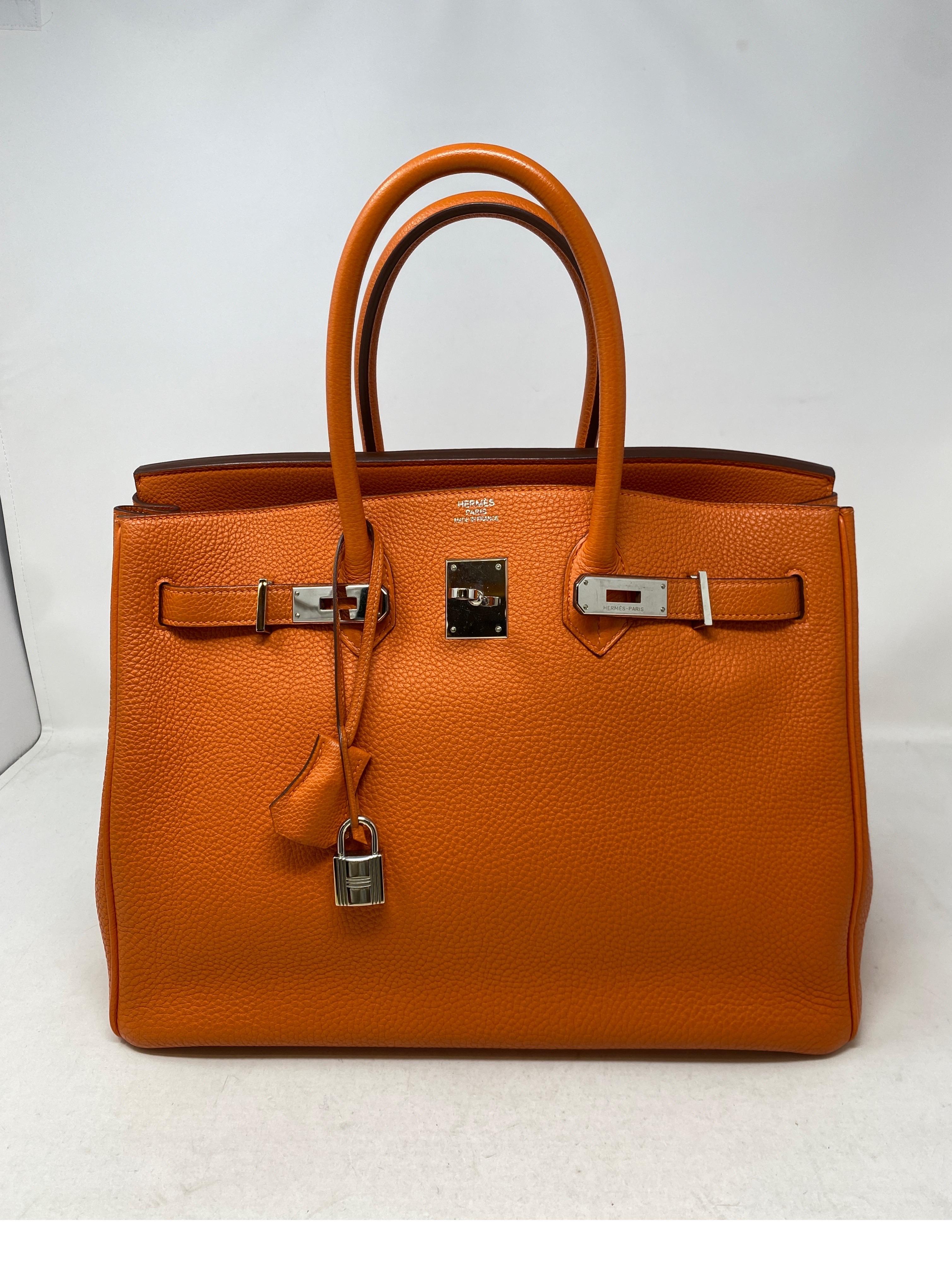 Hermes Orange Birkin 35 Bag  In Good Condition In Athens, GA