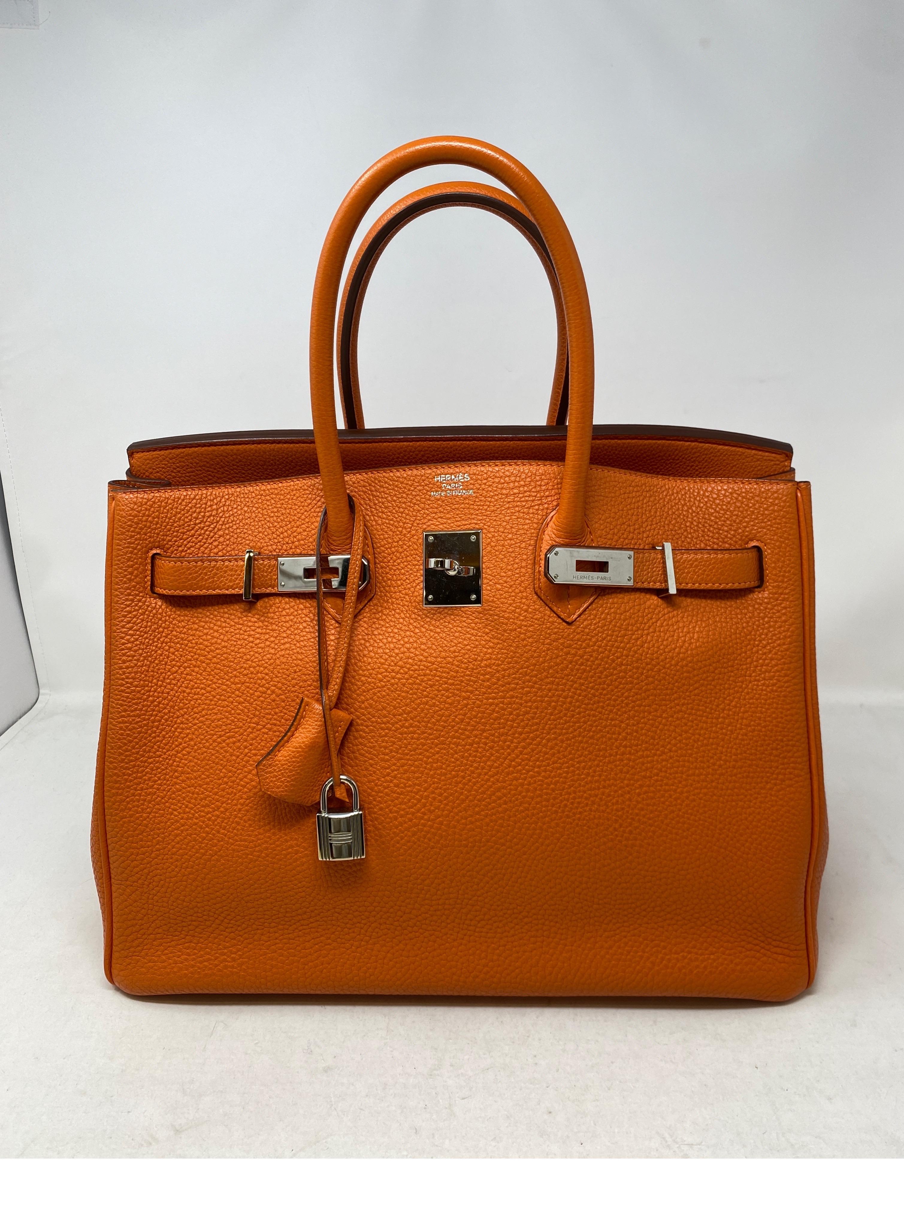 Hermes Orange Birkin 35 Bag In Good Condition In Athens, GA