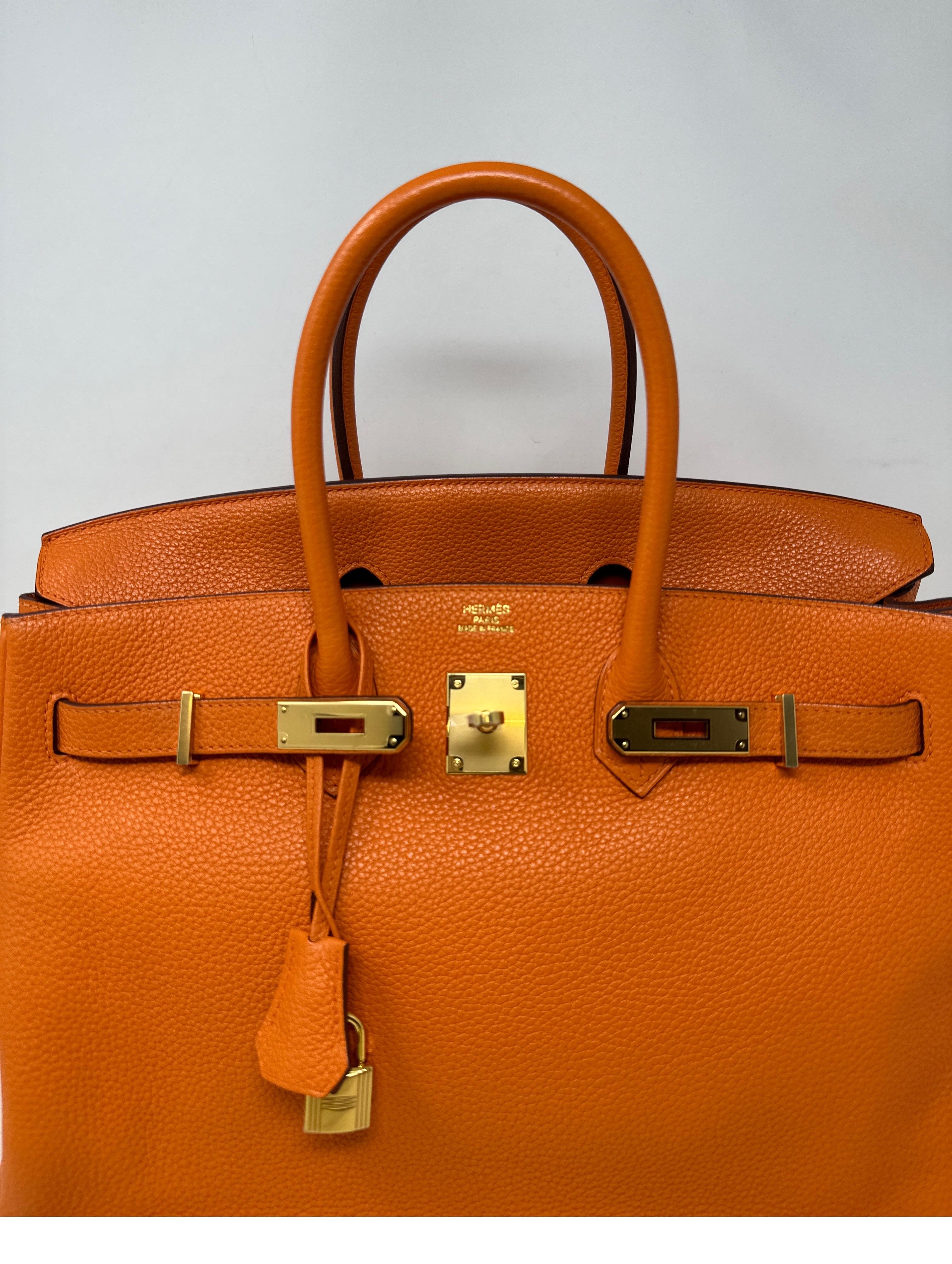 Hermes Orange Birkin 35 Bag In Excellent Condition In Athens, GA