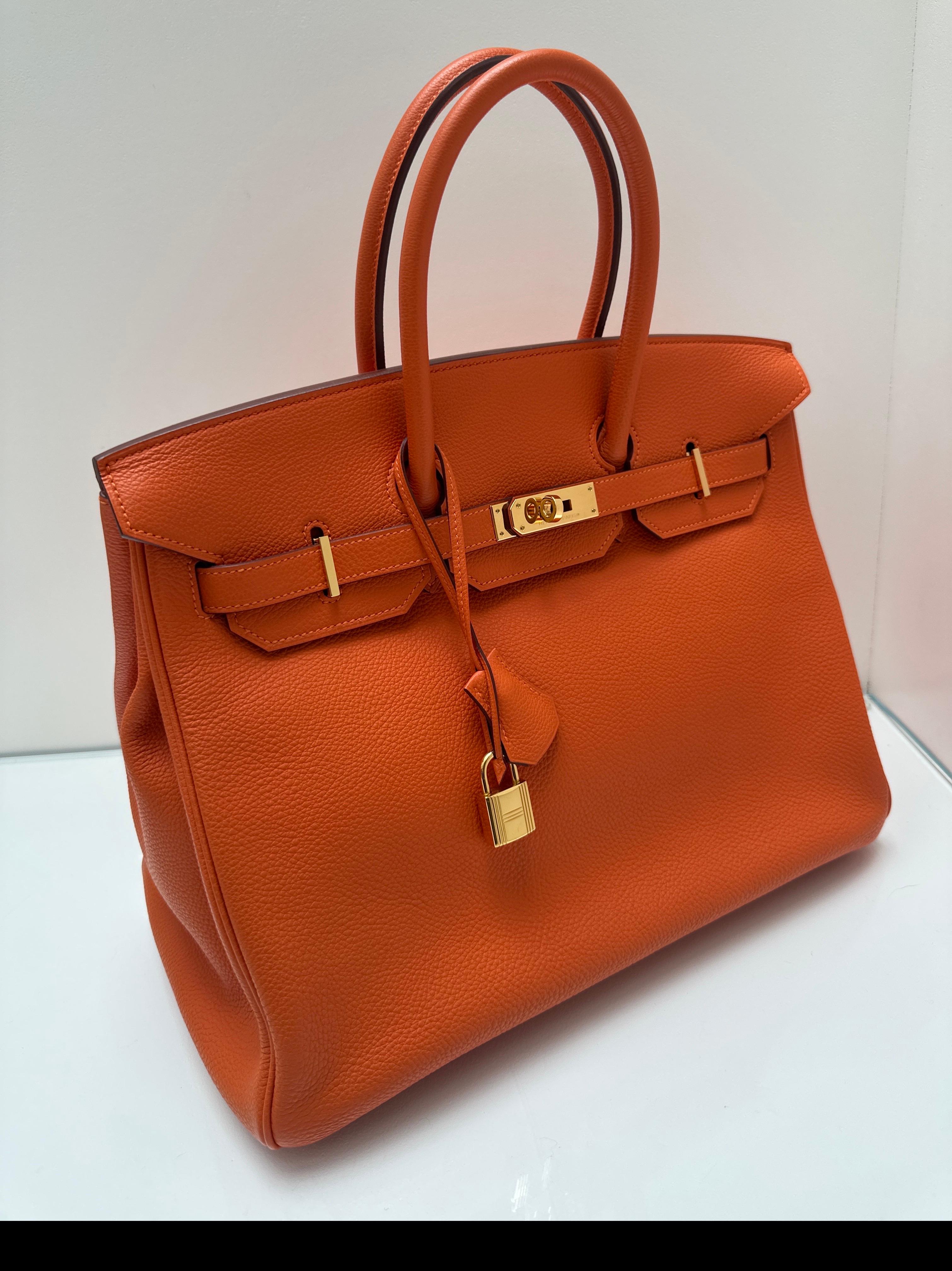 Bolso Hermes Birkin 35 naranja Rojo en venta