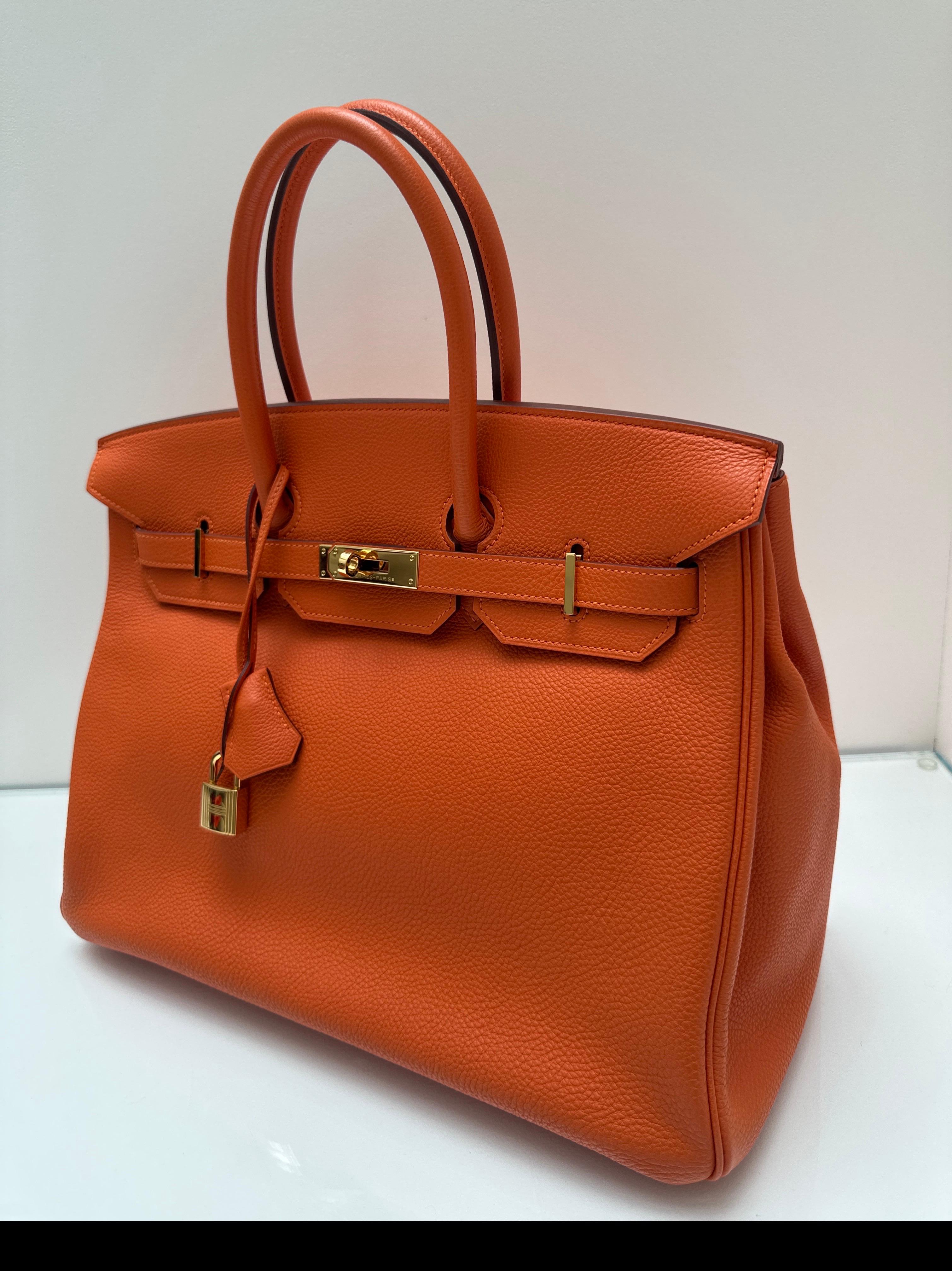 Bolso Hermes Birkin 35 naranja en Excelente estado para la venta en Athens, GA