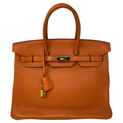 Hermes Orange Birkin 35 Bag