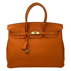 Hermes Orange Birkin 35 Bag