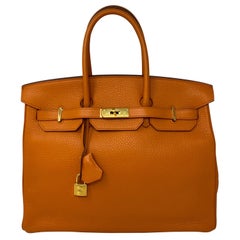 Hermes Orange Birkin 35 Bag