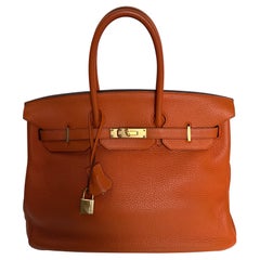 Hermes Orange Birkin 35 Bag
