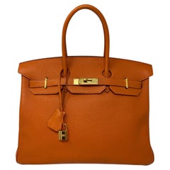 Hermes Orange Birkin 35 Bag 