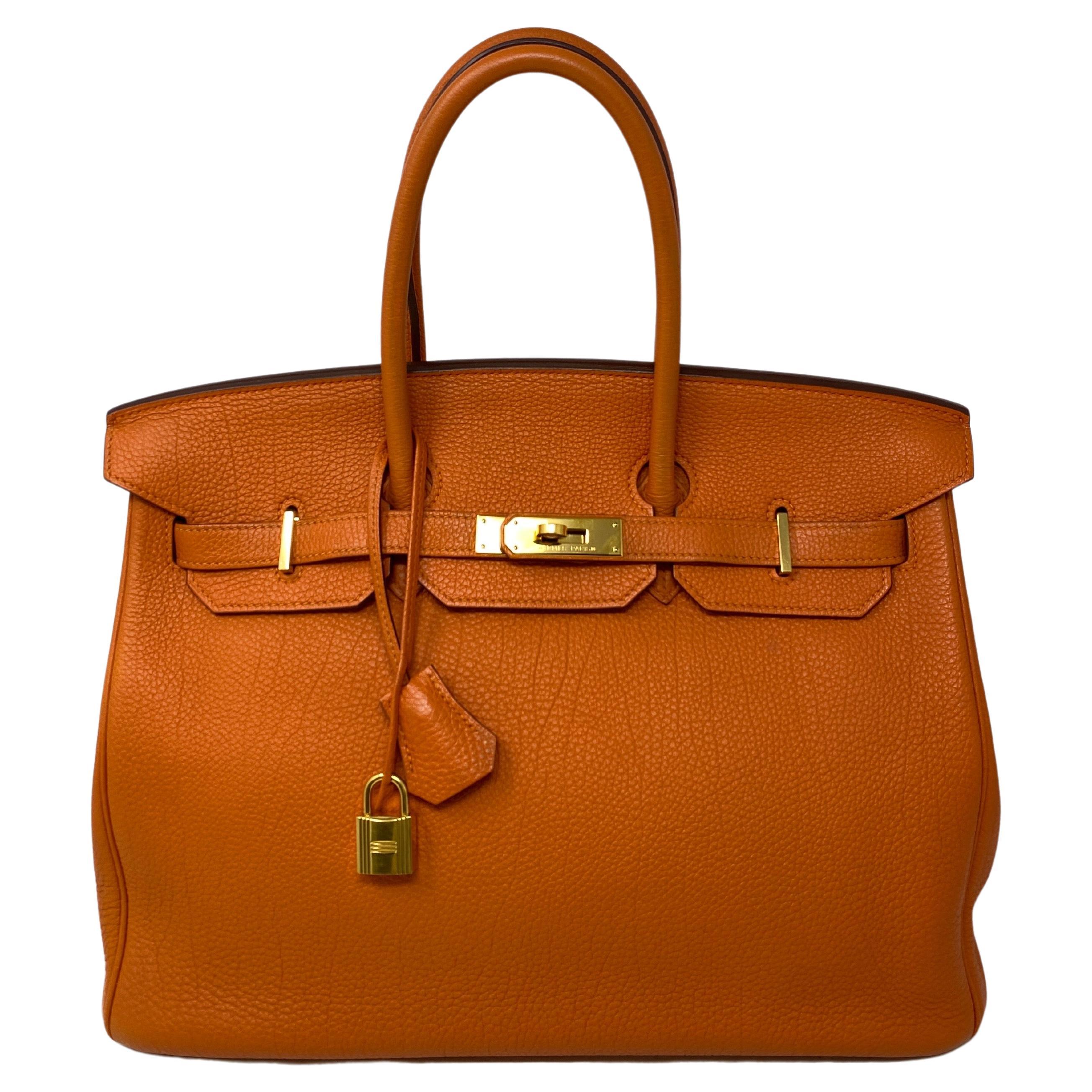 Hermes Orange Birkin 35 Bag 