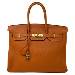Hermes Orange Birkin 35 Bag 