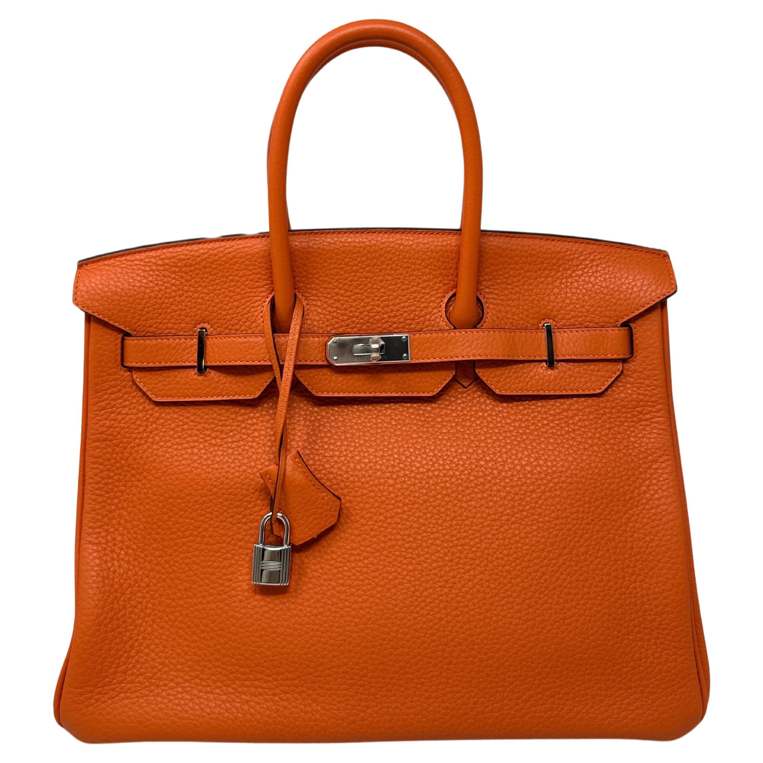 Hermes Orange Birkin 35 Bag  For Sale