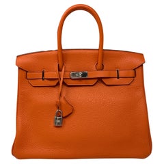 Hermes Orange Birkin 35 Bag 