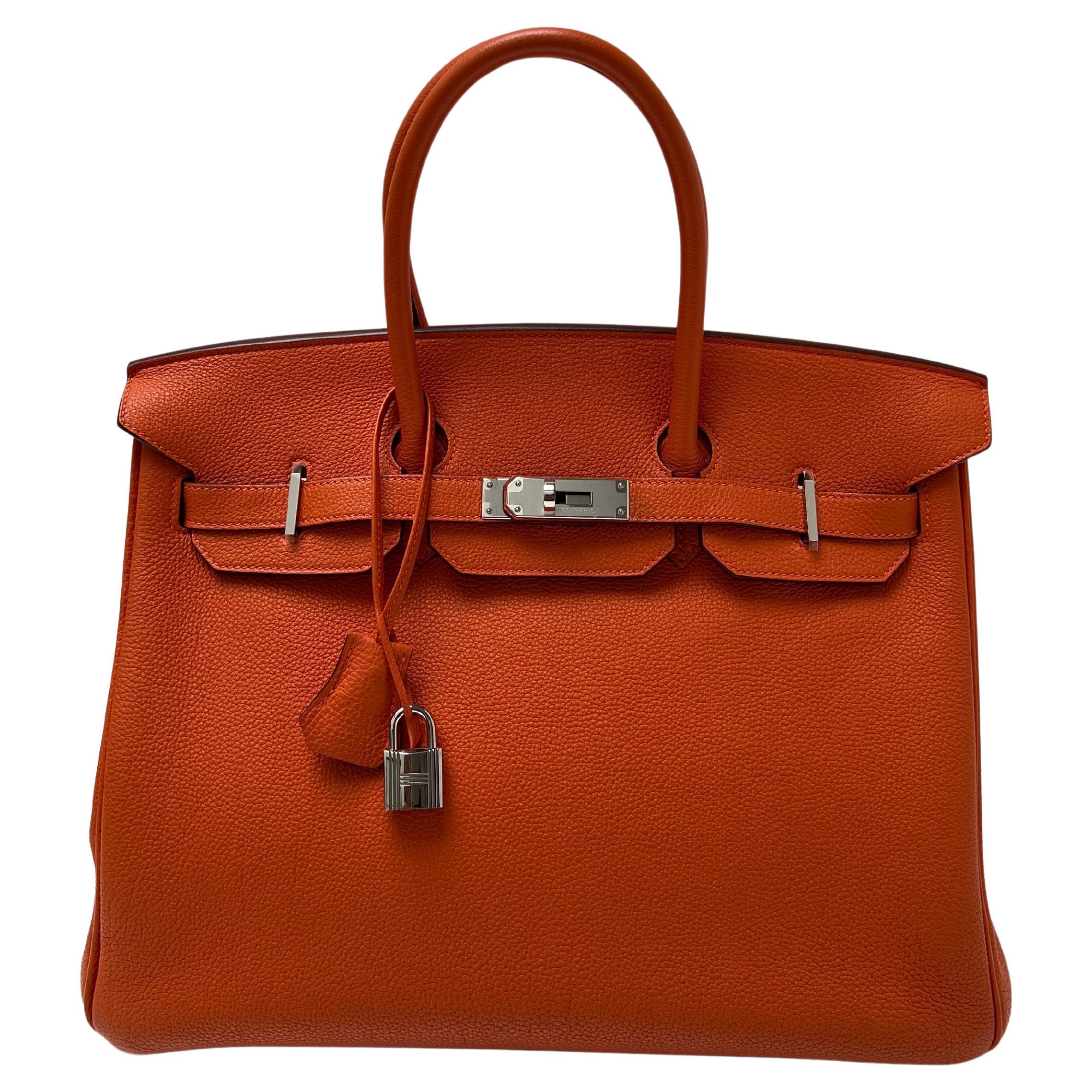 Hermes Orange Birkin 35 Bag at 1stDibs