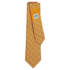 Hermes Orange / Blanc / Gris Up In The Clouds tie