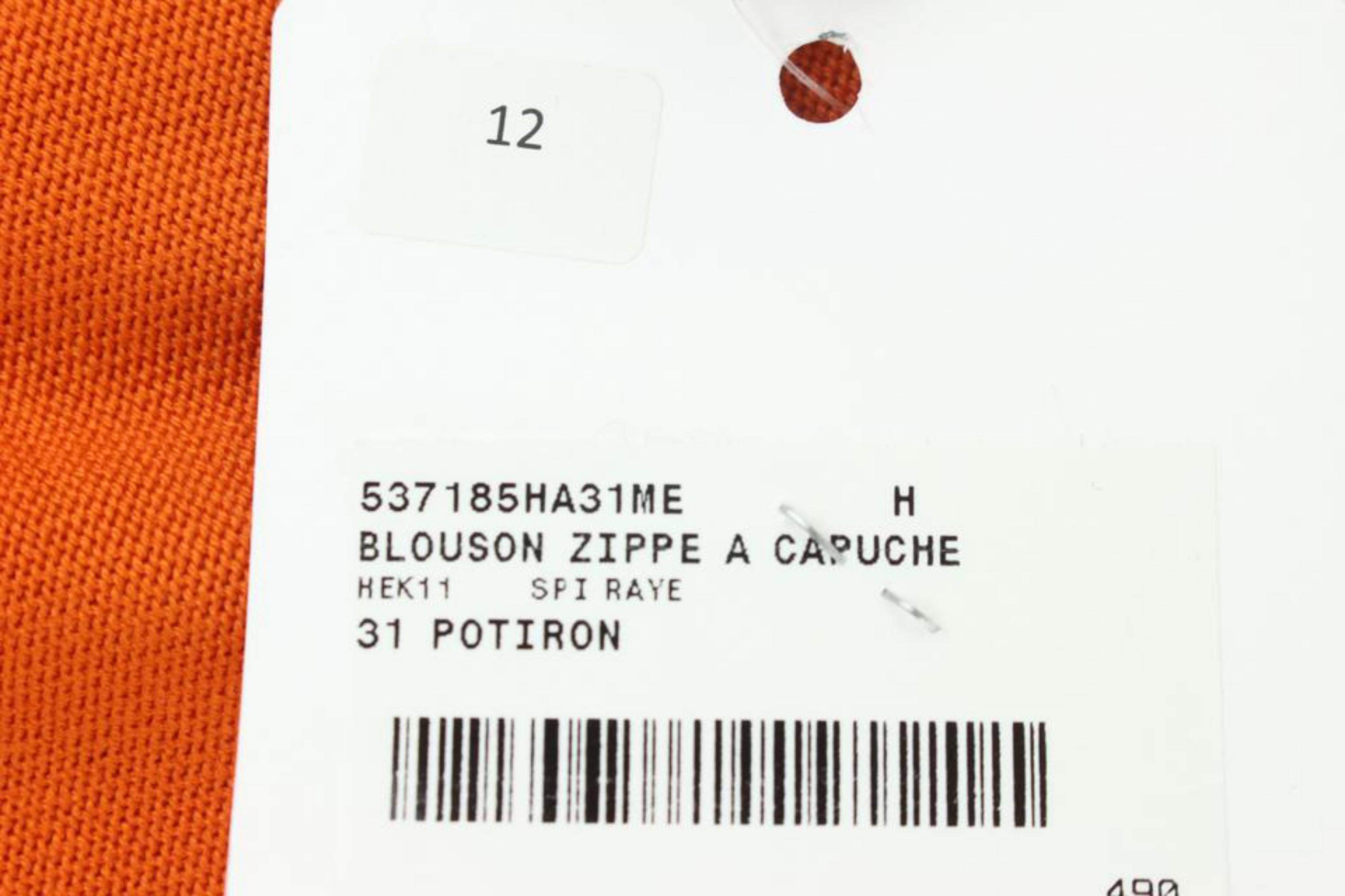Hermès Orange Blousson Zippe A Capuche Hooded Zip Up Parka Jacket 58hz1009  In New Condition For Sale In Forest Hills, NY