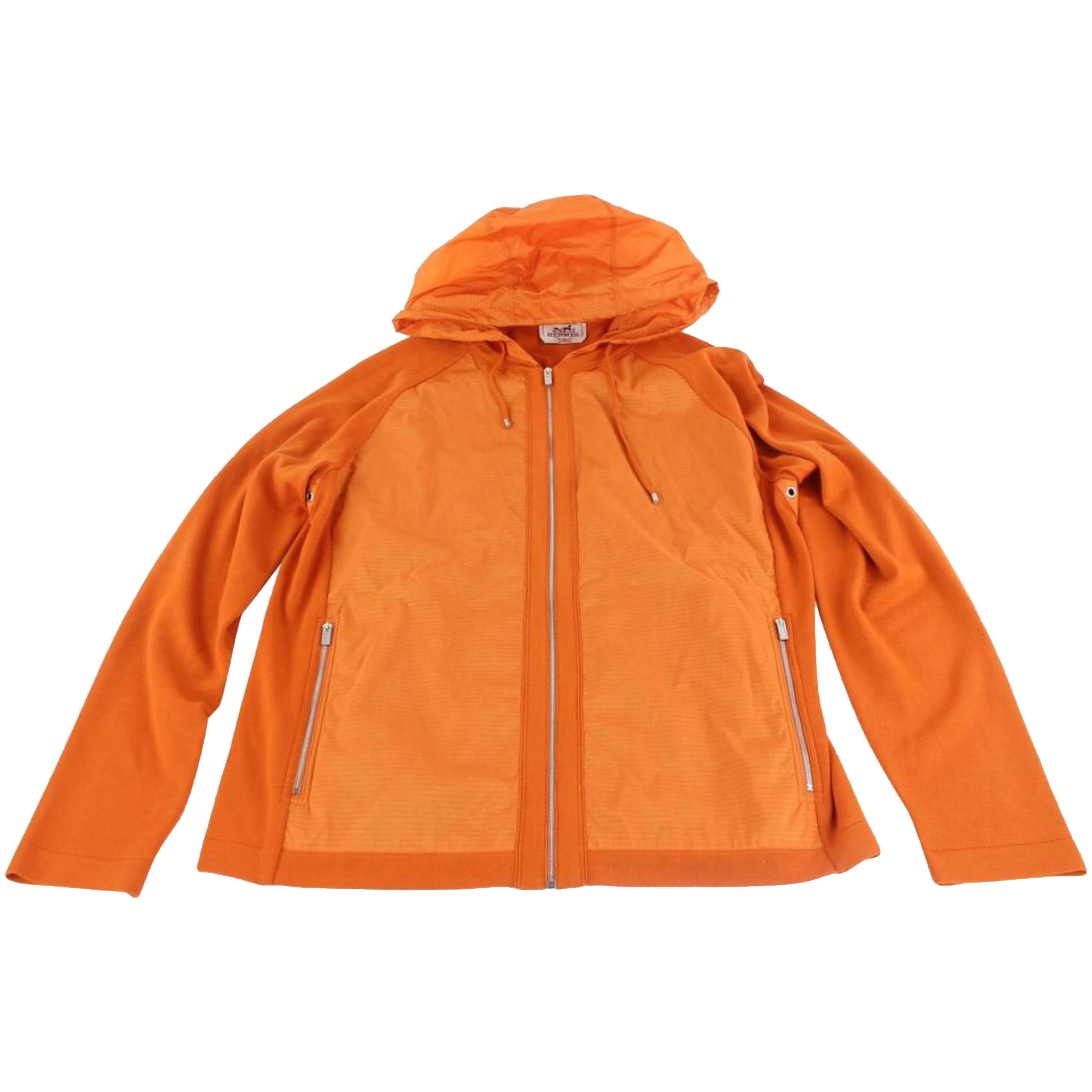 Hermès Orange Blousson Zippe A Capuche Hooded Zip Up Parka Jacket 58hz1009  For Sale