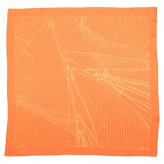 Hermes Orange Boat Sail Graphic Print Silk Scarf