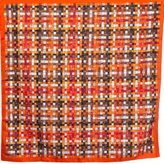 Hermes orange BOLDUC AU CARRE 90 Scarf silk ORANGE BRUN