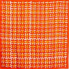 Hermès orange BOLDUC AU CARRE 90 Foulard en soie ORANGE VIEUX ROSE