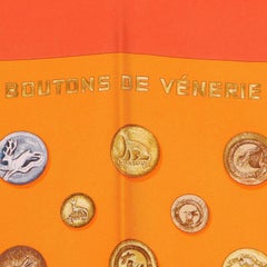 Hermès orange BOUTONS DE VENERIE 90 - Écharpe en sergé de soie