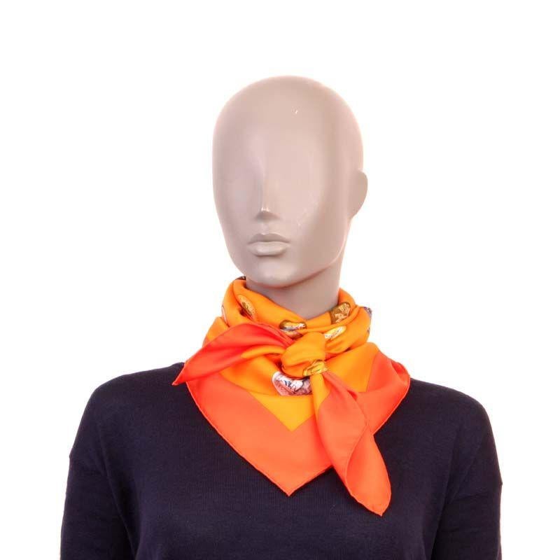 Orange Hermes orange BOUTONS DE VENERIE 90 silk twill Scarf