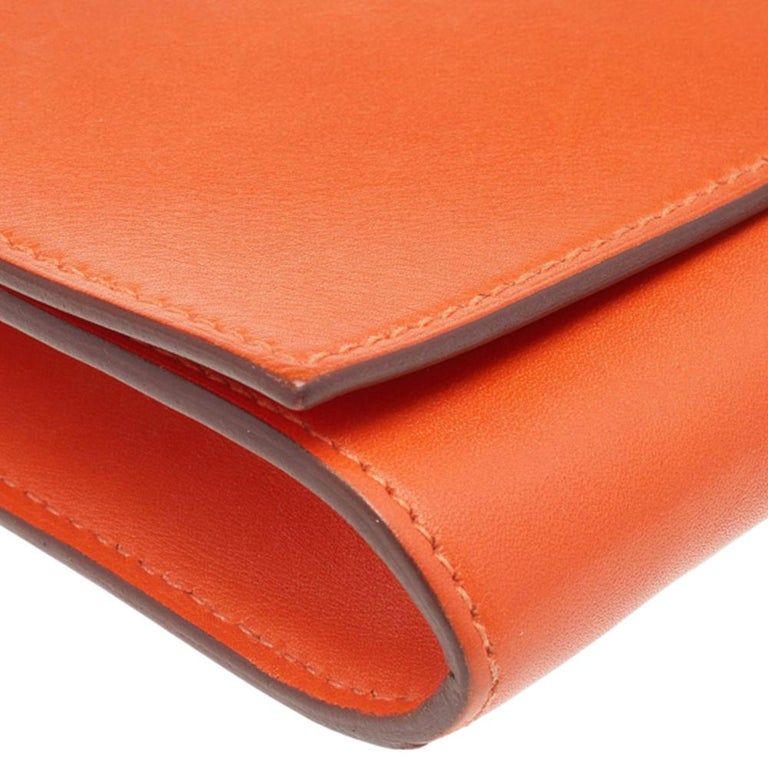 Hermes Orange Box Leather Medor 29 Clutch For Sale 6