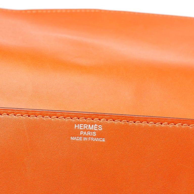 Hermes Orange Box Leather Medor 29 Clutch For Sale 3