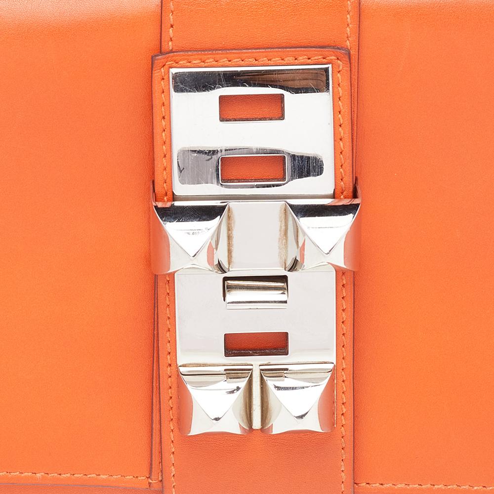 Hermes Orange Box Leather Medor 29 Clutch 1