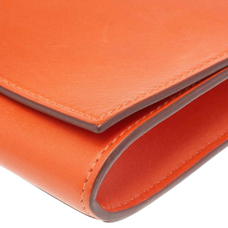 Hermes Orange Box Leather Medor 29 Clutch For Sale 5