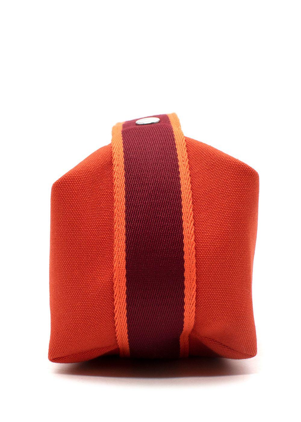 Hermès Orange Feu And Burgundy Toile Small Bride-a-Brac Palladium