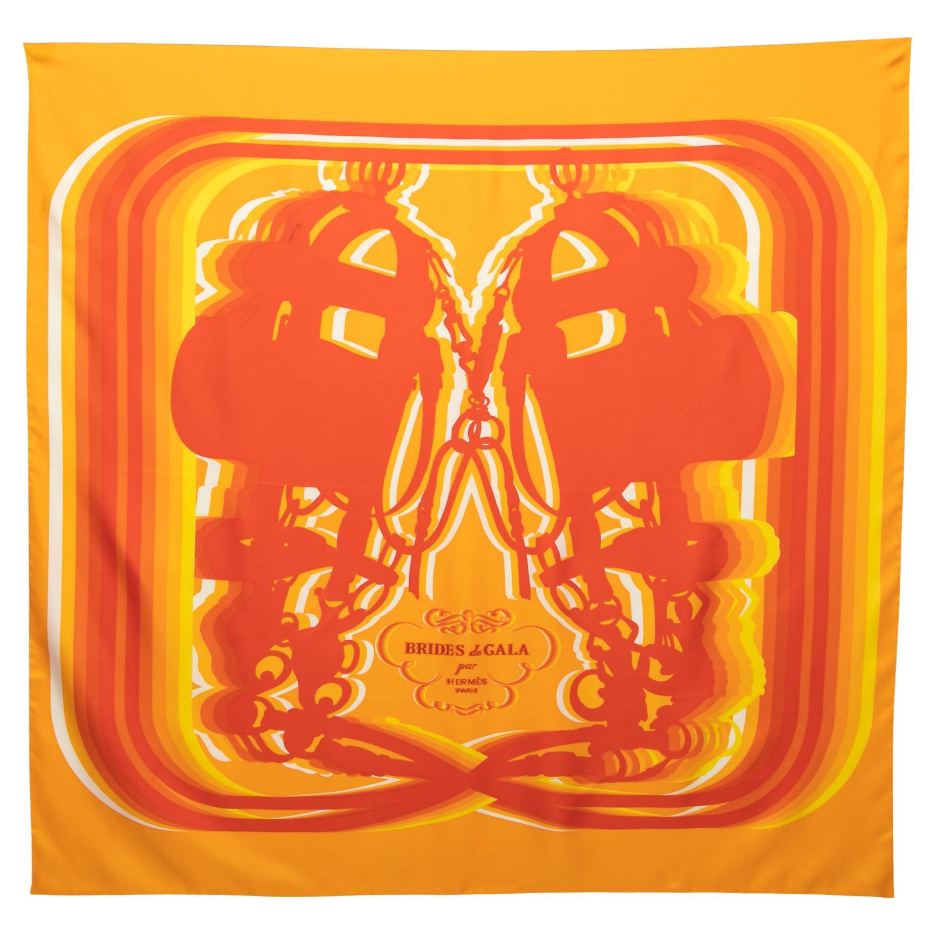 Hermès Orange Brides de Gala Shadow Silk Scarf