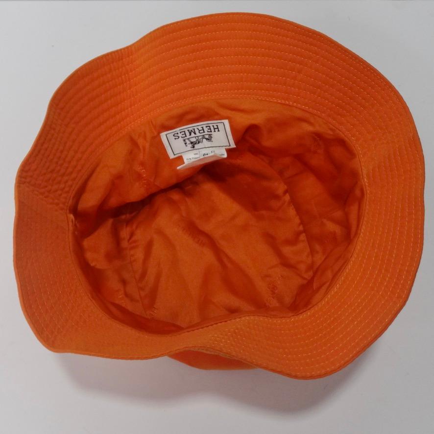 Hermes Orange Bucket Hat For Sale 1