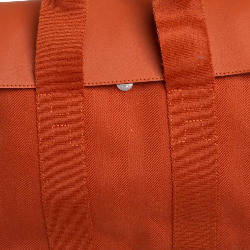Hermes Orange Canvas and Leather Valparaiso PM Bag In Good Condition In Dubai, Al Qouz 2