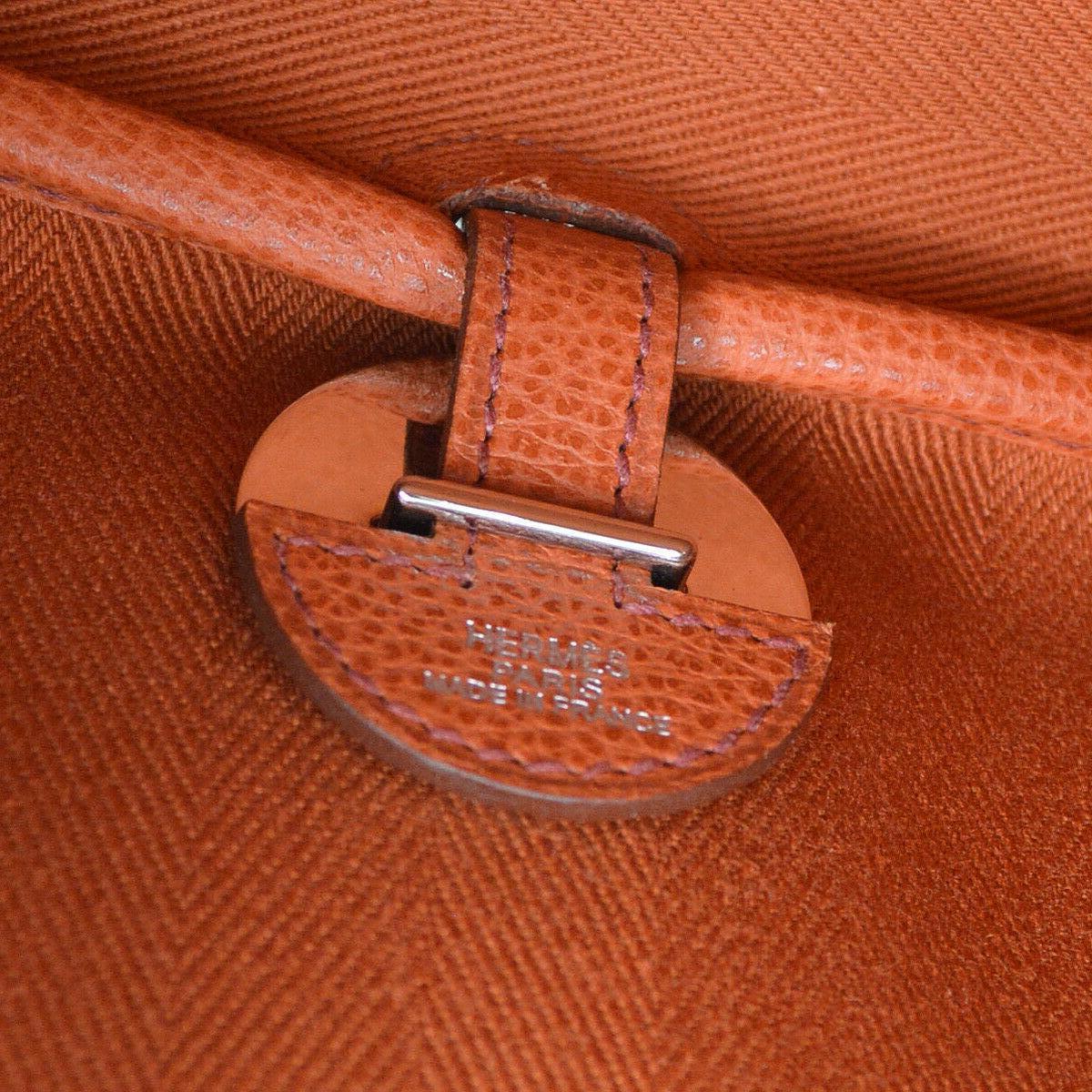 Women's Hermes Orange Canvas Leather Evening Top Handle Satchel Shoulder Flap Bag