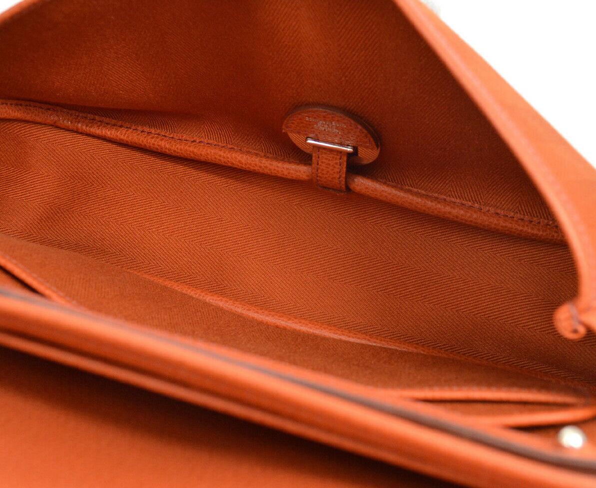 Hermes Orange Canvas Leather Evening Top Handle Satchel Shoulder Flap Bag 1