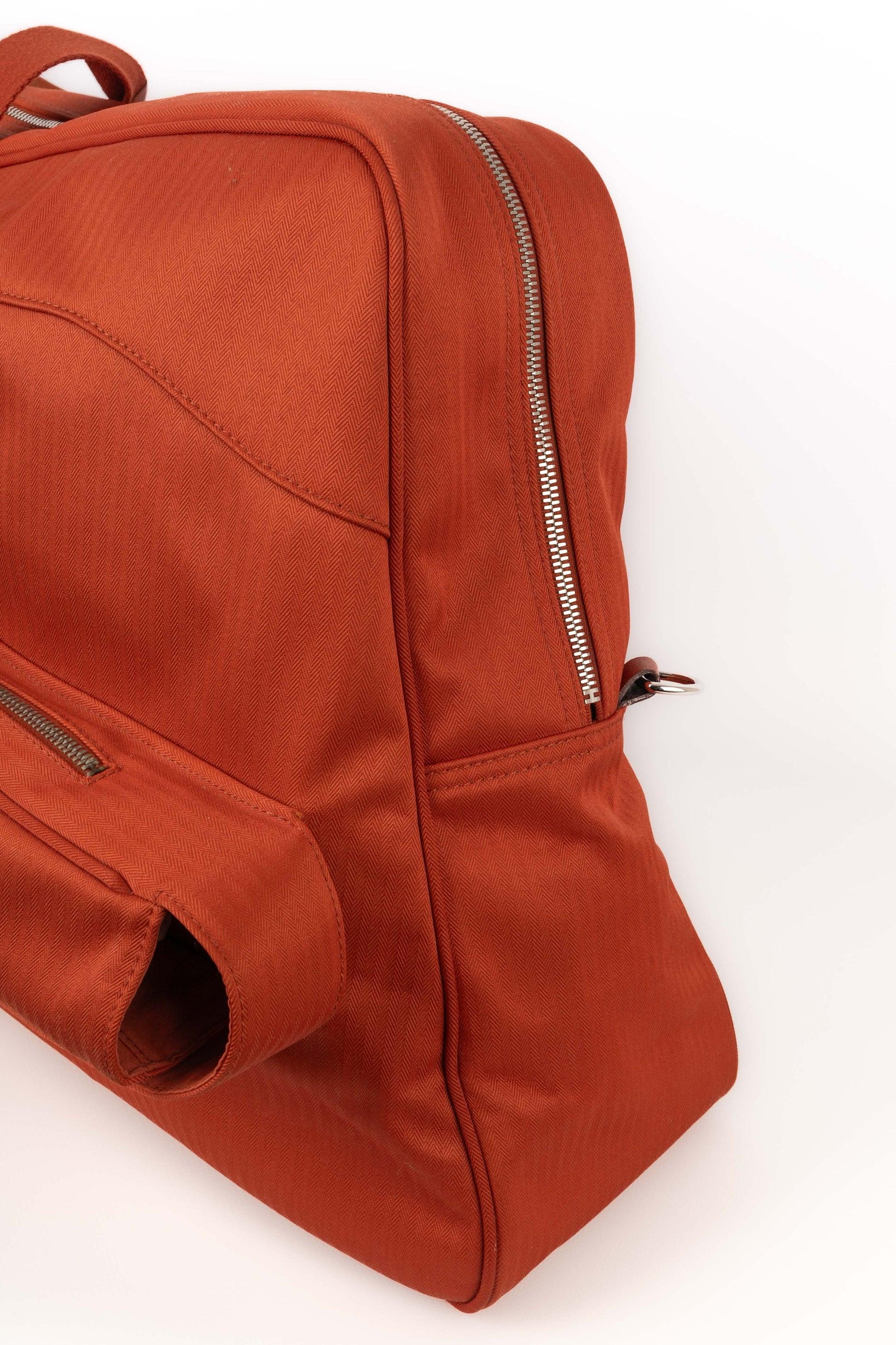 Red Hermès Orange Canvas 'Tennis' Bag