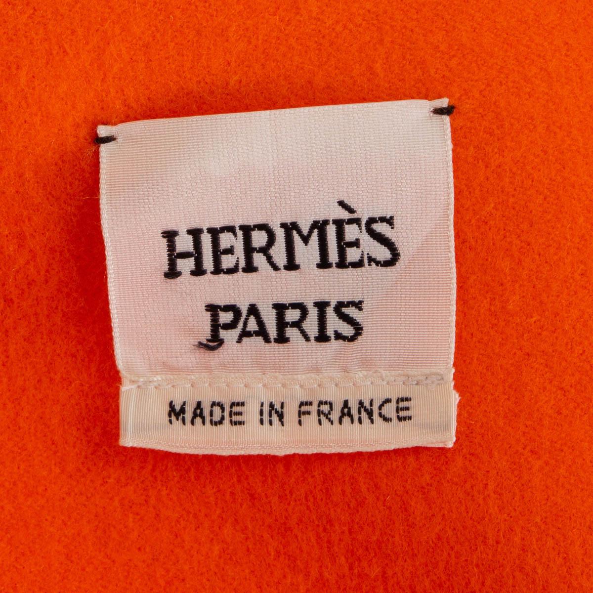 Women's HERMES orange cashmere 2019 CROD & LEATHER Coat Jacket 38 S