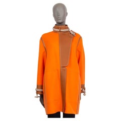 HERMES orange cashmere 2019 CROD & LEATHER Coat Jacket 38 S