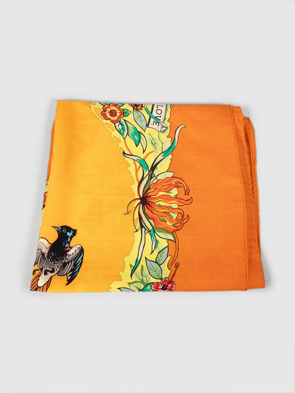 De las mujeres Hermès Bufanda Jungle Love Cachemira Naranja