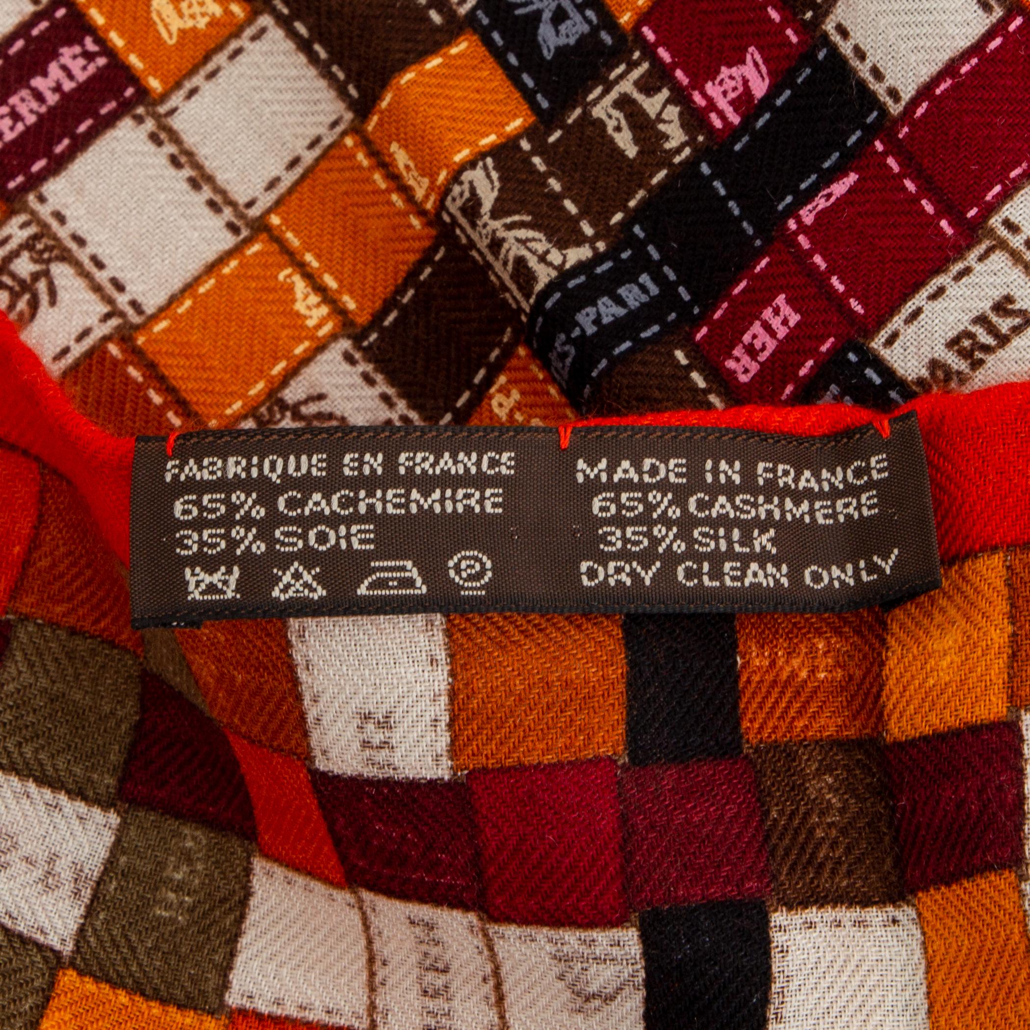 Women's or Men's HERMES orange cashmere silk BOLDUC AU CARRE Muffler Scarf For Sale